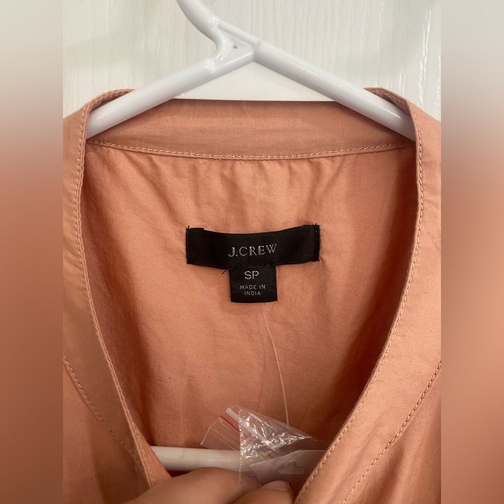 NWT J. Crew Women's Midi Dress Peach Coral Colored Ballon Sleeve Button Front - Picture 6 of 6